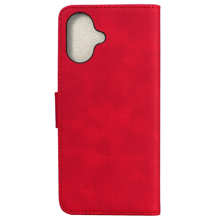 For iPhone 16 Skin Feel Pure Color Flip Leather Phone Case(Red) - iPhone 16 Cases by buy2fix | Online Shopping UK | buy2fix