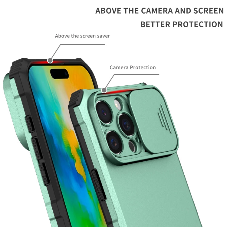 For iPhone 16 Pro Max Stereoscopic Holder Sliding Camshield Phone Case(Light Blue) - iPhone 16 Pro Max Cases by buy2fix | Online Shopping UK | buy2fix