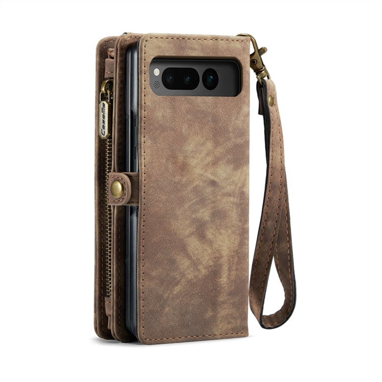 For Google Pixel Fold CaseMe 008 Detachable Multifunctional Retro Frosted Horizontal Flip Phone Leather Case with Zipper Wallet(Brown) - Google Cases by CaseMe | Online Shopping UK | buy2fix