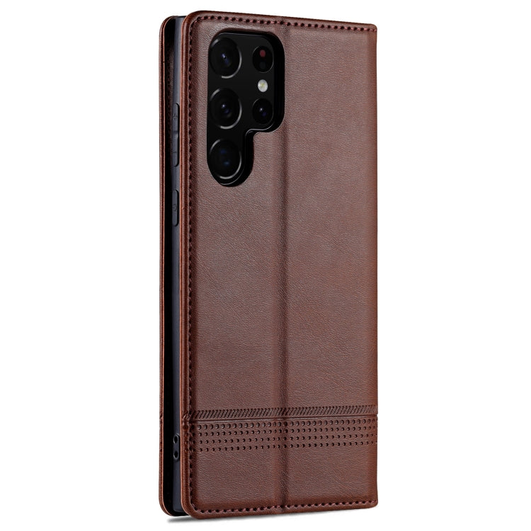 For Samsung Galaxy S24 Ultra 5G AZNS Magnetic Calf Texture Flip Leather Phone Case(Dark Brown) - Galaxy S24 Ultra 5G Cases by AZNS | Online Shopping UK | buy2fix