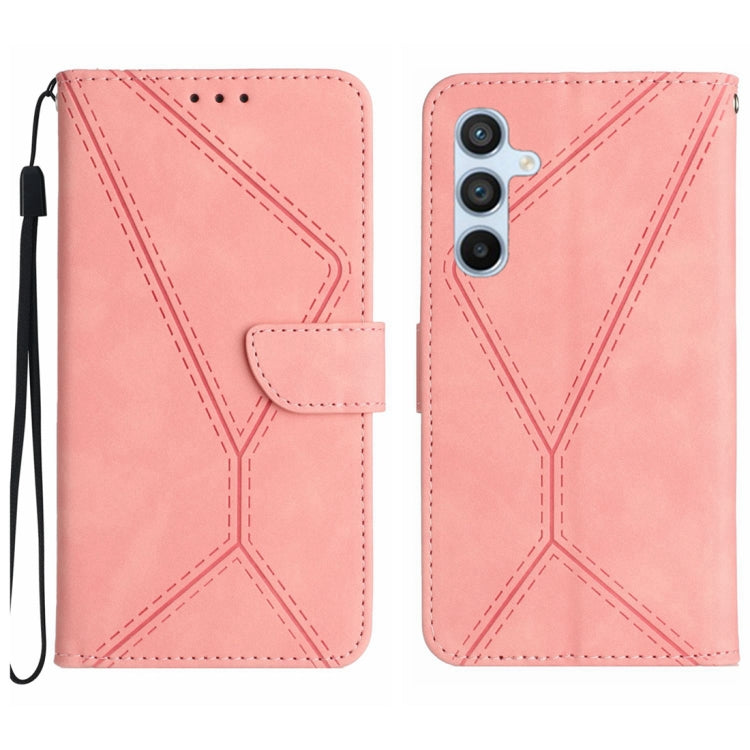 For Samsung Galaxy A25 5G Stitching Embossed Leather Phone Case(Pink) - Galaxy Phone Cases by buy2fix | Online Shopping UK | buy2fix