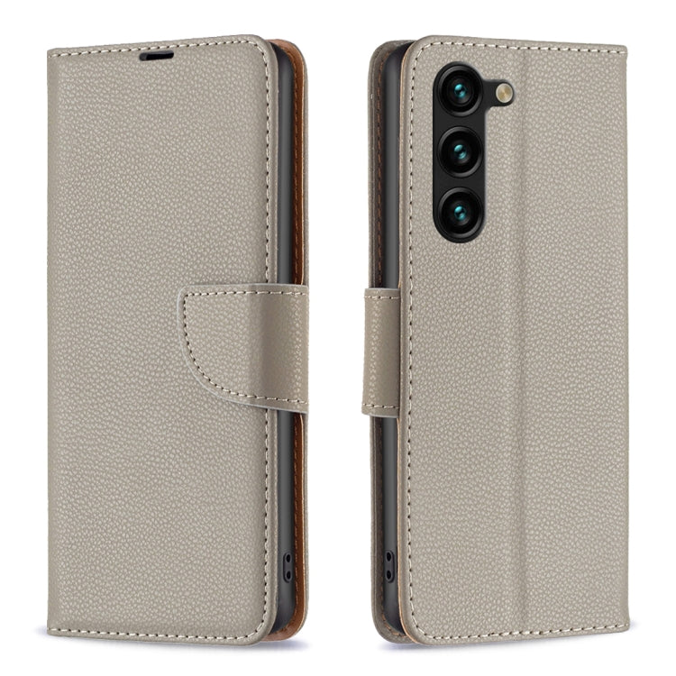 For Samsung Galaxy S24+ 5G Litchi Texture Pure Color Flip Leather Phone Case(Grey) - Galaxy S24+ 5G Cases by buy2fix | Online Shopping UK | buy2fix