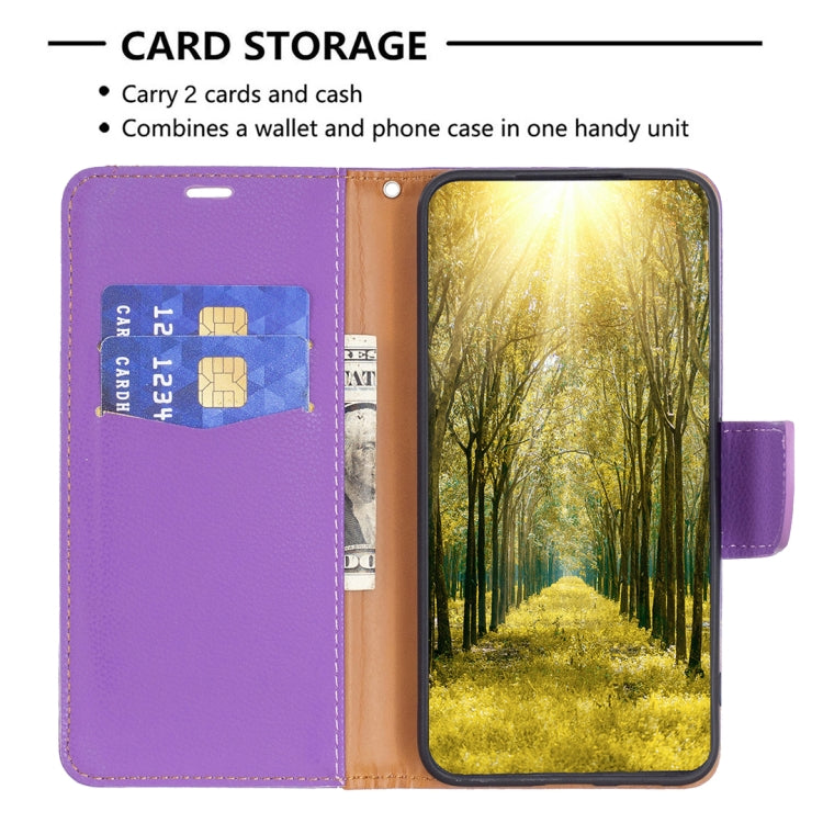 For Samsung Galaxy A35 Litchi Texture Pure Color Flip Leather Phone Case(Purple) - Galaxy Phone Cases by buy2fix | Online Shopping UK | buy2fix