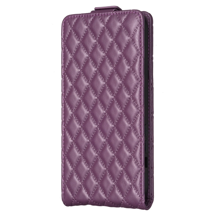 For iPhone 16 Pro Max Diamond Lattice Vertical Flip Leather Phone Case(Dark Purple) - iPhone 16 Pro Max Cases by buy2fix | Online Shopping UK | buy2fix