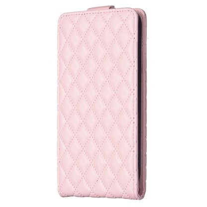 For iPhone 16 Pro Diamond Lattice Vertical Flip Leather Phone Case(Pink) - iPhone 16 Pro Cases by buy2fix | Online Shopping UK | buy2fix