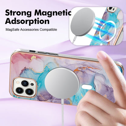 For iPhone 14 Pro Marble Pattern Dual-side IMD Magsafe TPU Phone Case(Blue Marble) - iPhone 14 Pro Cases by buy2fix | Online Shopping UK | buy2fix