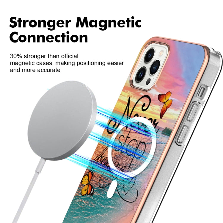 For iPhone 14 Pro Marble Pattern Dual-side IMD Magsafe TPU Phone Case(Dream Butterfly) - iPhone 14 Pro Cases by buy2fix | Online Shopping UK | buy2fix