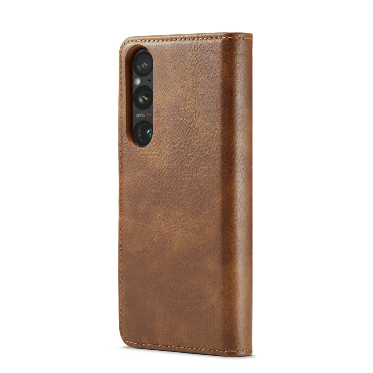 For Sony Xperia 1 V DG.MING Crazy Horse Texture Detachable Magnetic Leather Phone Case(Brown) - Sony Cases by DG.MING | Online Shopping UK | buy2fix