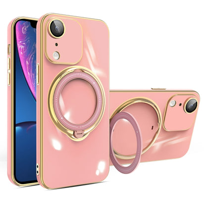 For iPhone XR Multifunction Electroplating MagSafe Holder Phone Case(Pink) - More iPhone Cases by buy2fix | Online Shopping UK | buy2fix