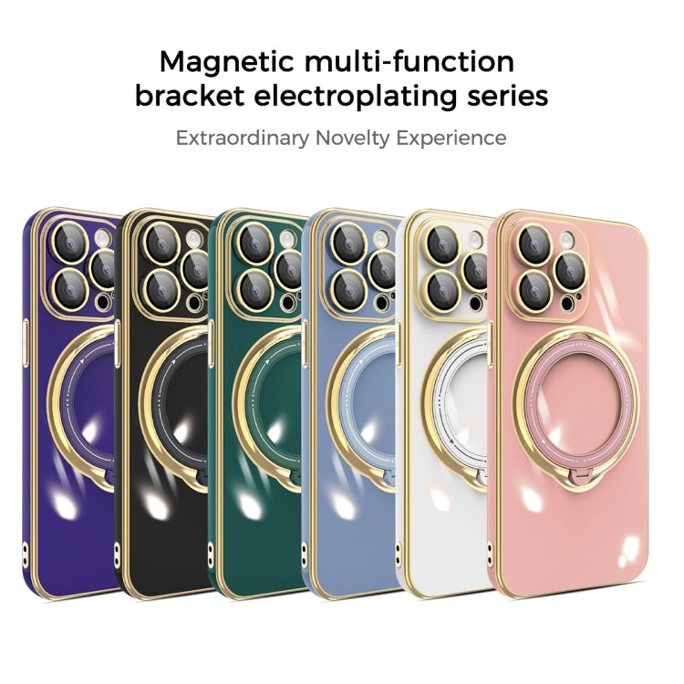 For iPhone 12 Multifunction Electroplating MagSafe Holder Phone Case(White) - iPhone 12 / 12 Pro Cases by buy2fix | Online Shopping UK | buy2fix