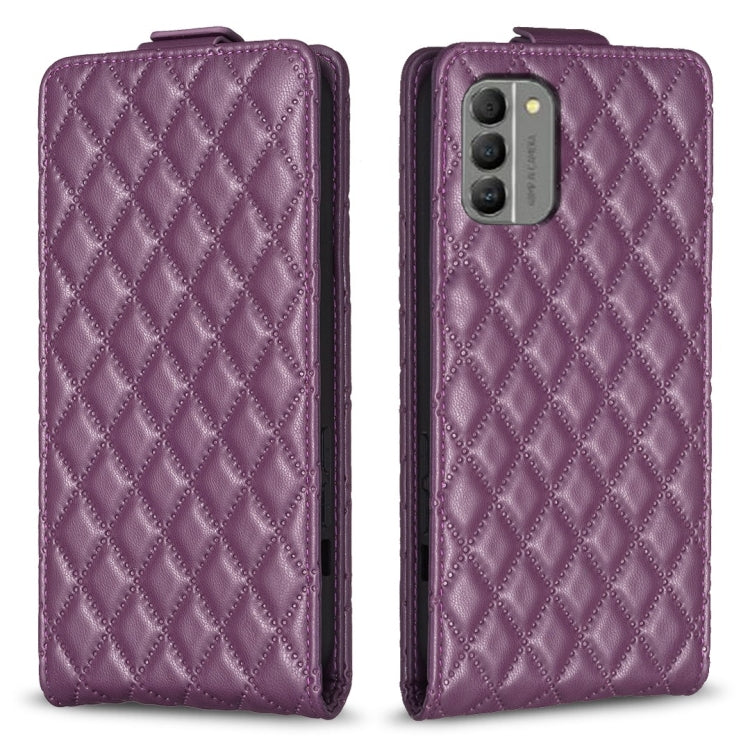 For Nokia G310 Diamond Lattice Vertical Flip Leather Phone Case(Dark Purple) - Nokia Cases by buy2fix | Online Shopping UK | buy2fix