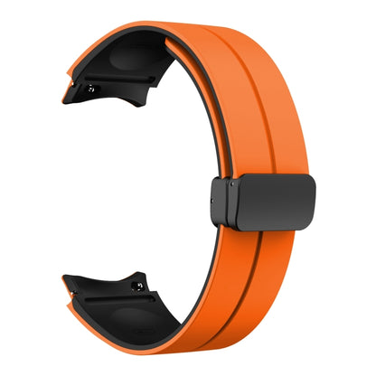 For Samsung Galaxy Watch 6 / 6 Classic Dual Color Magnetic Folding Buckle Silicone Watch Band(Orange+Black) - Watch Bands by buy2fix | Online Shopping UK | buy2fix