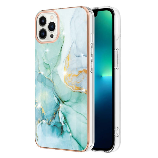 For iPhone 16 Pro Electroplating Marble Pattern Dual-side IMD TPU Shockproof Phone Case (Green 003) - iPhone 16 Pro Cases by buy2fix | Online Shopping UK | buy2fix