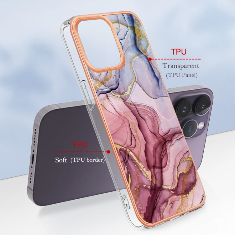 For iPhone 16 Pro Electroplating Marble Dual-side IMD Phone Case(Rose Red 014) - iPhone 16 Pro Cases by buy2fix | Online Shopping UK | buy2fix