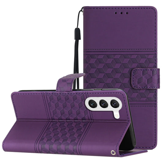 For Samsung Galaxy S24 5G Diamond Embossed Skin Feel Leather Phone Case(Purple) - Galaxy S24 5G Cases by buy2fix | Online Shopping UK | buy2fix