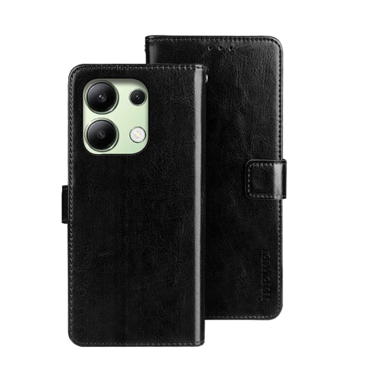 For Xiaomi Redmi Note 13 4G Global idewei Crazy Horse Texture Leather Phone Case(Black) - Note 13 Cases by idewei | Online Shopping UK | buy2fix
