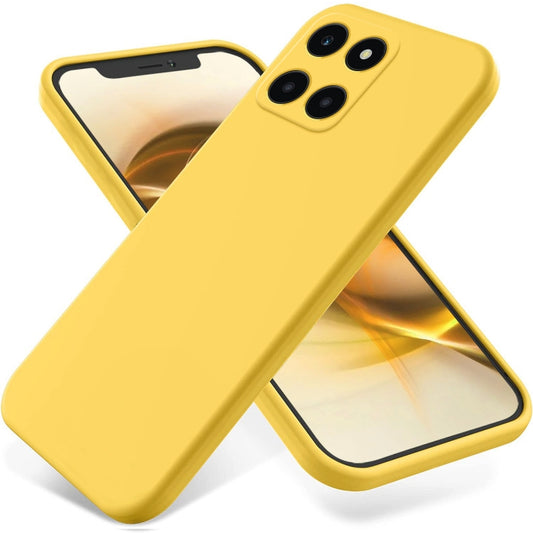 For Honor X6a Pure Color Liquid Silicone Shockproof Phone Case(Yellow) - Honor Cases by buy2fix | Online Shopping UK | buy2fix