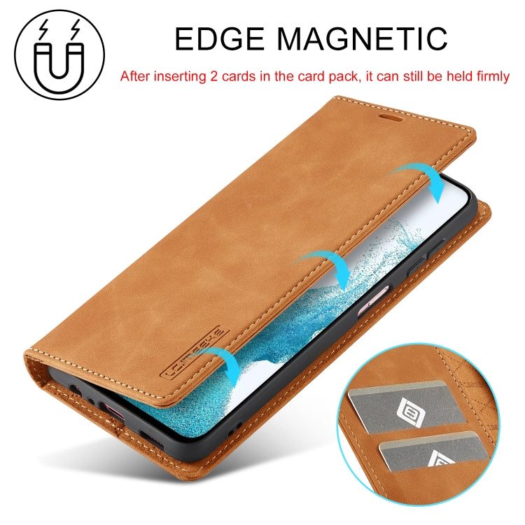 For Samsung Galaxy S23 FE 5G LC.IMEEKE Strong Magnetism Microfiber Leather Phone Case(Brown) - Galaxy S23 FE 5G Cases by LC.IMEEKE | Online Shopping UK | buy2fix