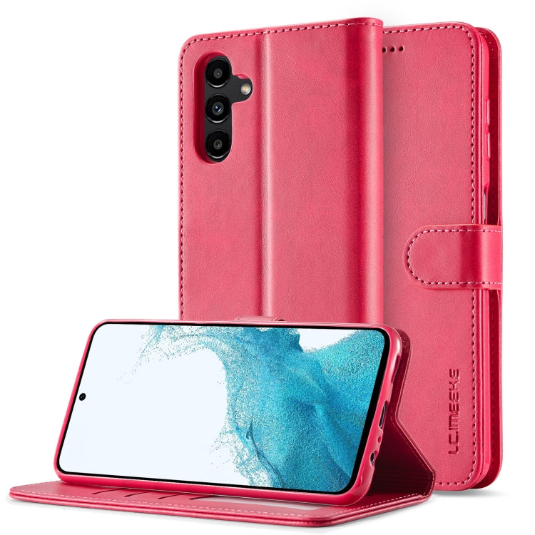 For Samsung Galaxy A05S LC.IMEEKE Calf Texture Leather Phone Case(Red) - Galaxy Phone Cases by LC.IMEEKE | Online Shopping UK | buy2fix