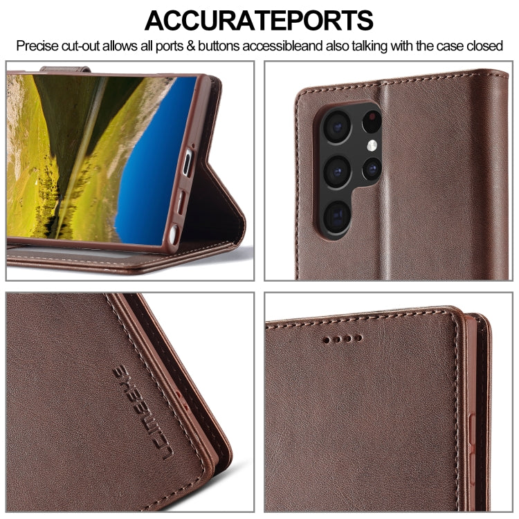 For Samsung Galaxy S24 Ultra 5G LC.IMEEKE Calf Texture Leather Phone Case(Coffee) - Galaxy S24 Ultra 5G Cases by LC.IMEEKE | Online Shopping UK | buy2fix