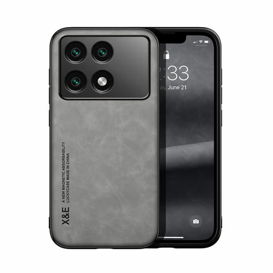 For Xiaomi Redmi K70 Skin Feel Magnetic Leather Back Phone Case(Light Grey) - K70 Cases by buy2fix | Online Shopping UK | buy2fix