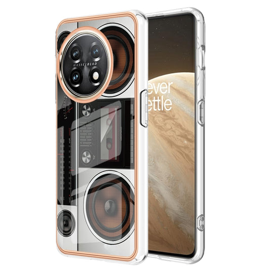 For OnePlus 11 Electroplating Marble Dual-side IMD Phone Case(Retro Radio) - OnePlus Cases by buy2fix | Online Shopping UK | buy2fix