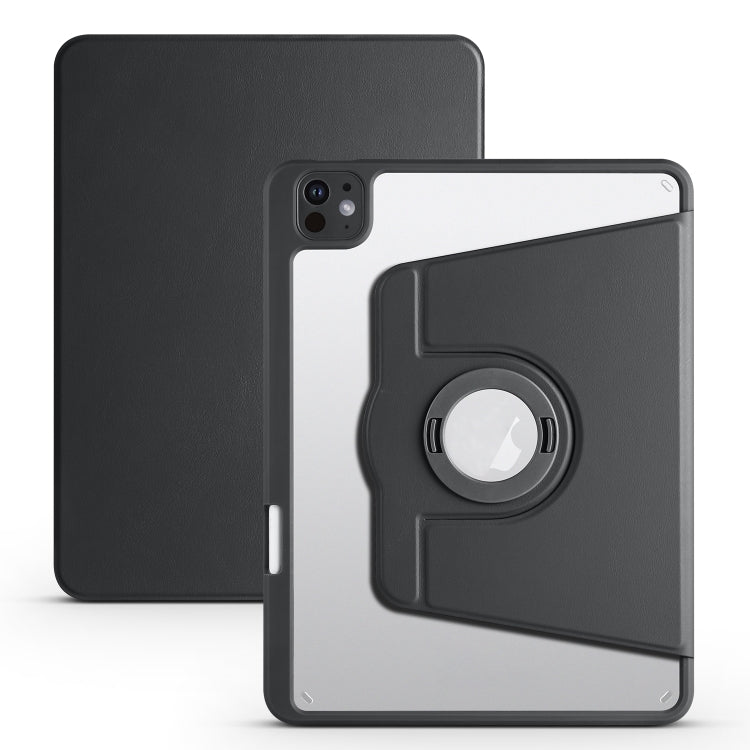 For iPad Pro 11 2024 Acrylic 360 Rotation Detachable Leather Tablet Case(Black) - iPad Pro 11 2024 Cases by buy2fix | Online Shopping UK | buy2fix