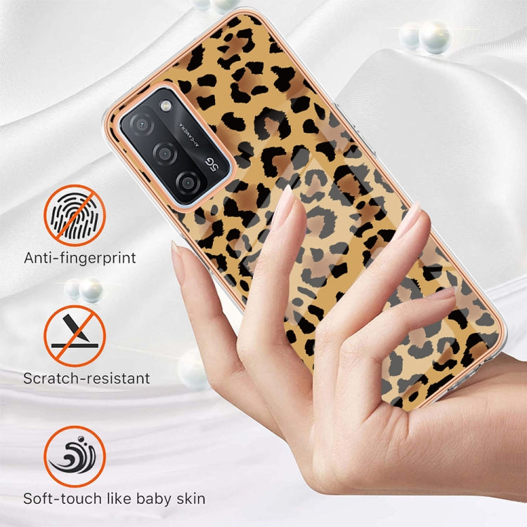 For OPPO A55 5G / A53s 5G / A54 4G Electroplating Marble Dual-side IMD Phone Case(Leopard Print) - OPPO Cases by buy2fix | Online Shopping UK | buy2fix