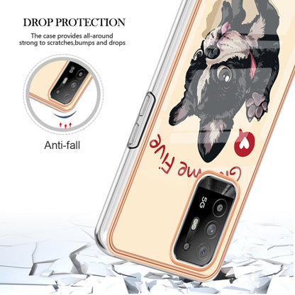 For OPPO A94 5G / A95 5G Electroplating Marble Dual-side IMD Phone Case(Lucky Dog) - OPPO Cases by buy2fix | Online Shopping UK | buy2fix