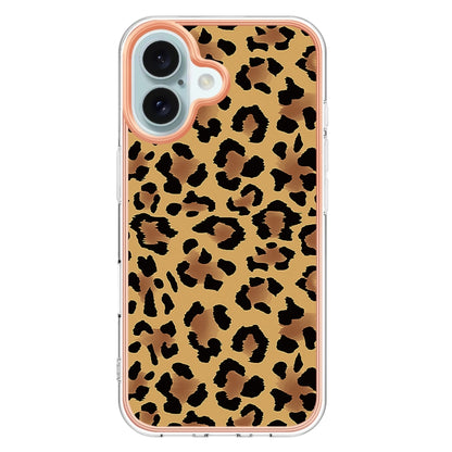 For iPhone 16 Plus Electroplating Marble Dual-side IMD Phone Case(Leopard Print) - iPhone 16 Plus Cases by buy2fix | Online Shopping UK | buy2fix