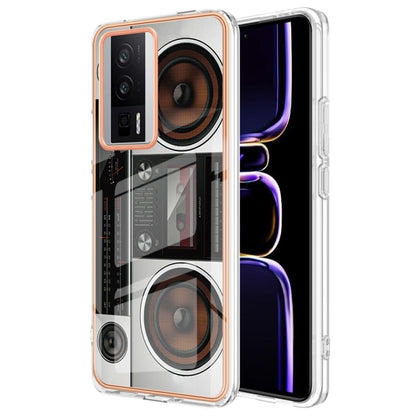 For Xiaomi Poco F5 Pro 5G / Redmi K60 Electroplating Marble Dual-side IMD Phone Case(Retro Radio) - Xiaomi Cases by buy2fix | Online Shopping UK | buy2fix