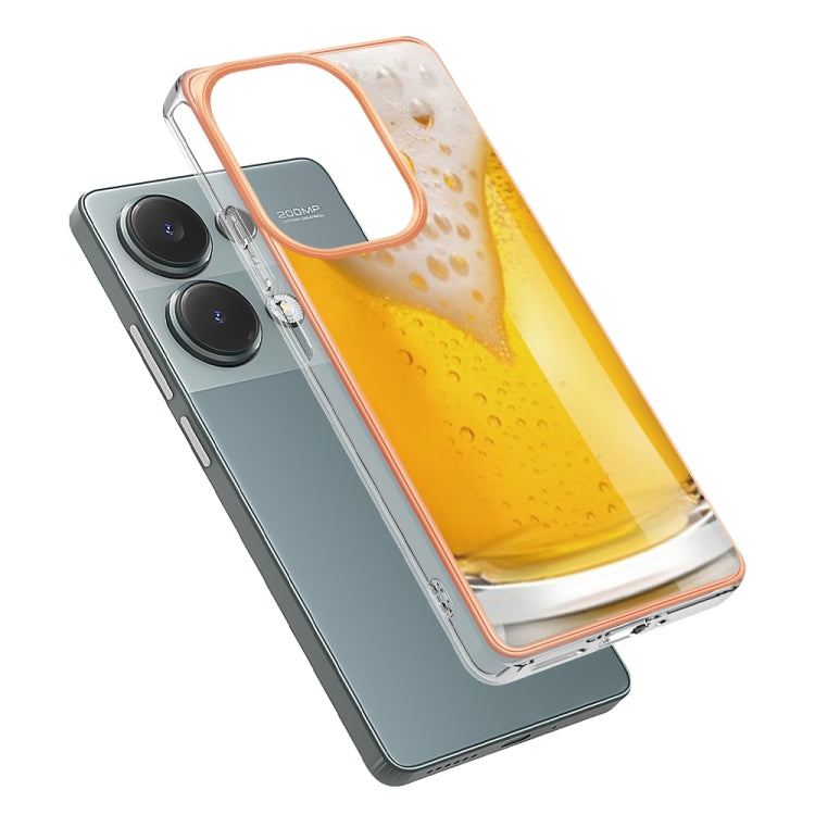 For Xiaomi Redmi Note 13 Pro 4G/Poco M6 Pro 4G Electroplating Marble Dual-side IMD Phone Case(Draft Beer) - Note 13 Pro Cases by buy2fix | Online Shopping UK | buy2fix