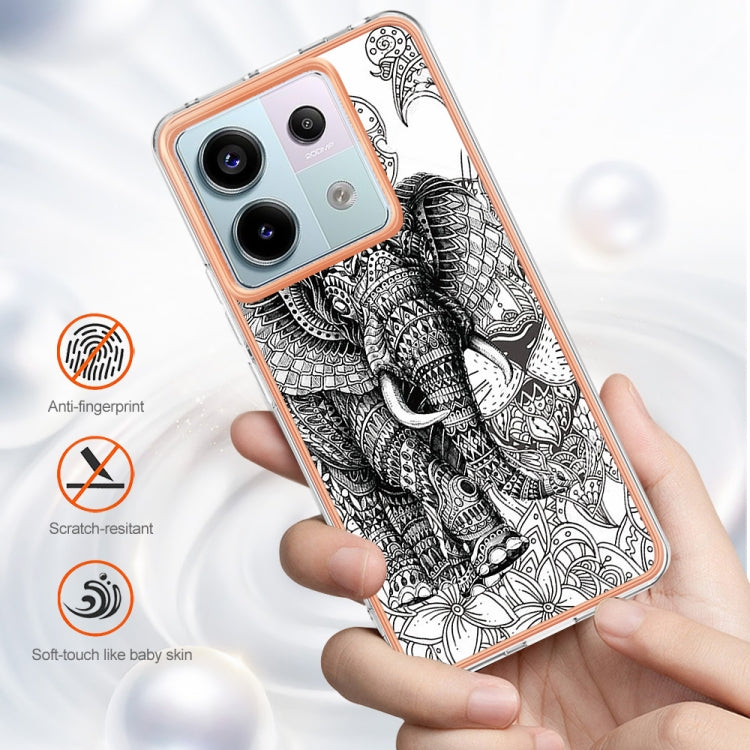 For Xiaomi Redmi Note 13 Pro 5G Global Electroplating Marble Dual-side IMD Phone Case(Totem Elephant) - Note 13 Pro Cases by buy2fix | Online Shopping UK | buy2fix