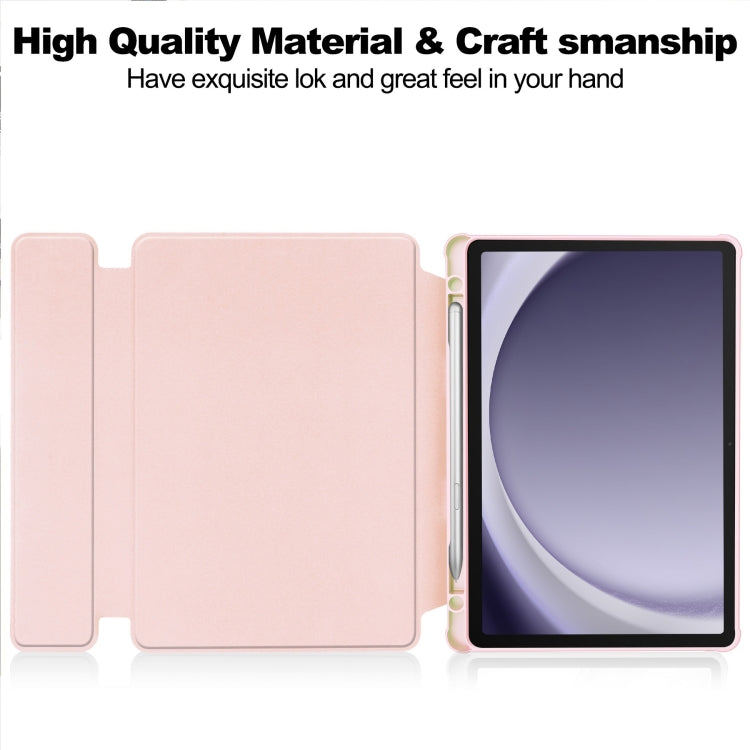 For Samsung Galaxy Tab A9+ 360 Rotation Transparent Smart Leather Case with Keyboard(Pink) - Galaxy Tab A9+ by buy2fix | Online Shopping UK | buy2fix