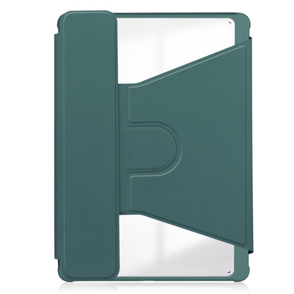 For Samsung Galaxy Tab S9 360 Rotation Transparent Smart Leather Case(Dark Green) - Galaxy Tab S9 Cases by buy2fix | Online Shopping UK | buy2fix