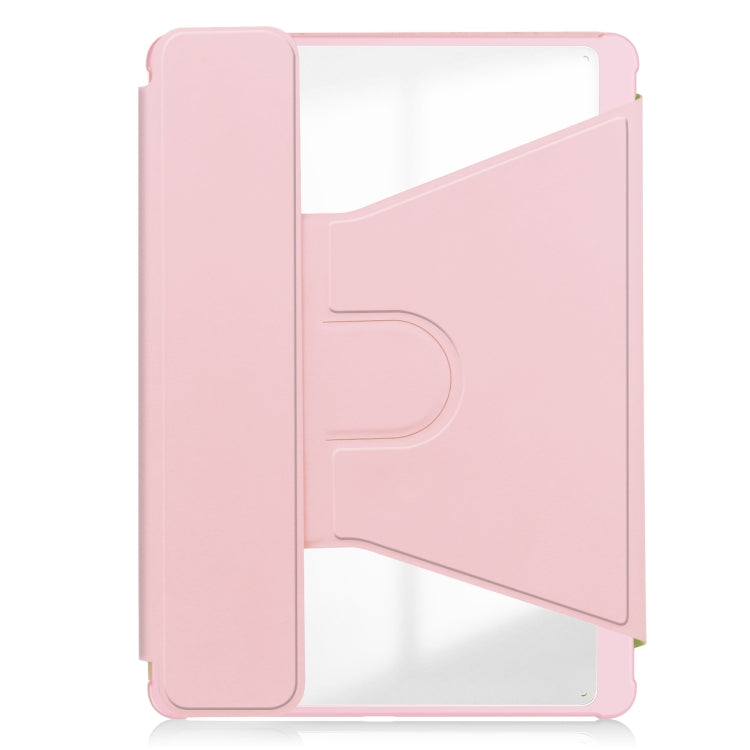 For Samsung Galaxy Tab S9+ 360 Rotation Transparent Smart Leather Case(Pink) - Galaxy Tab S9+ Cases by buy2fix | Online Shopping UK | buy2fix