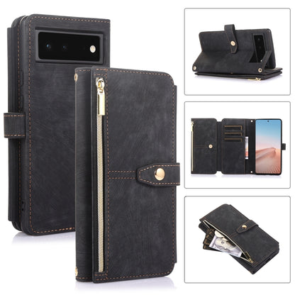 For Google Pixel 6 Dream 9-Card Wallet Zipper Bag Leather Phone Case(Black) - Google Cases by buy2fix | Online Shopping UK | buy2fix