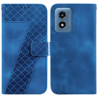 For Motorola Moto G Play 4G 2024 Seven-shaped Embossed Leather Phone Case(Blue) - Motorola Cases by buy2fix | Online Shopping UK | buy2fix