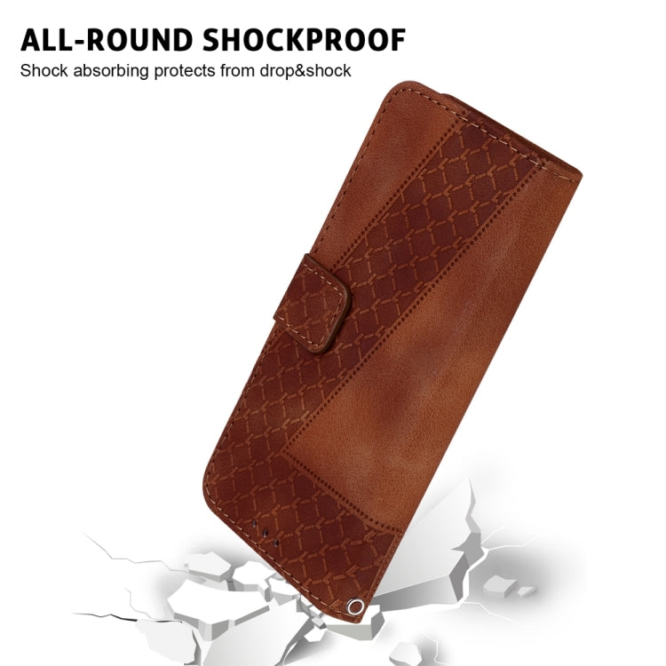 For OPPO A38 4G / A18 7-shaped Embossed Leather Phone Case(Brown) - A38 Cases by buy2fix | Online Shopping UK | buy2fix