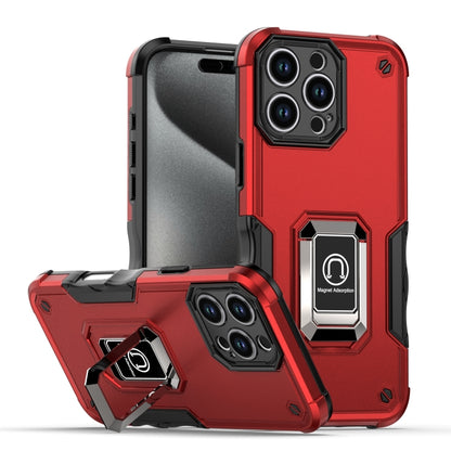 For iPhone 16 Pro Ring Holder Non-slip Shockproof Armor Phone Case(Red) - iPhone 16 Pro Cases by buy2fix | Online Shopping UK | buy2fix