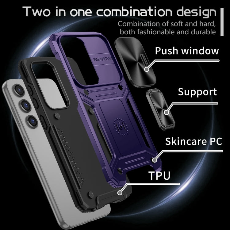 For Samsung Galaxy S23 5G Camshield Robot TPU Hybrid PC Phone Case(Purple) - Galaxy S23 5G Cases by buy2fix | Online Shopping UK | buy2fix