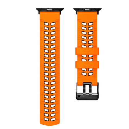 For Apple Watch Series 2 38mm Twill Dual-row Buckle Silicone Watch Band(Orange Black) - Watch Bands by buy2fix | Online Shopping UK | buy2fix