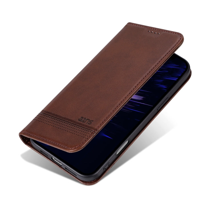 For iPhone 16 Plus AZNS Magnetic Calf Texture Flip Leather Phone Case(Dark Brown) - iPhone 16 Plus Cases by AZNS | Online Shopping UK | buy2fix