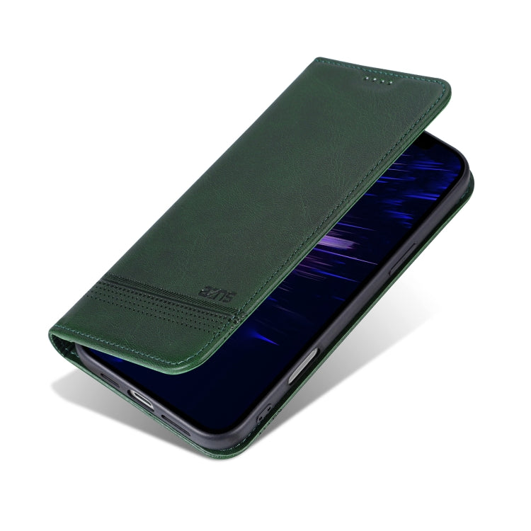 For iPhone 16 Plus AZNS Magnetic Calf Texture Flip Leather Phone Case(Dark Green) - iPhone 16 Plus Cases by AZNS | Online Shopping UK | buy2fix