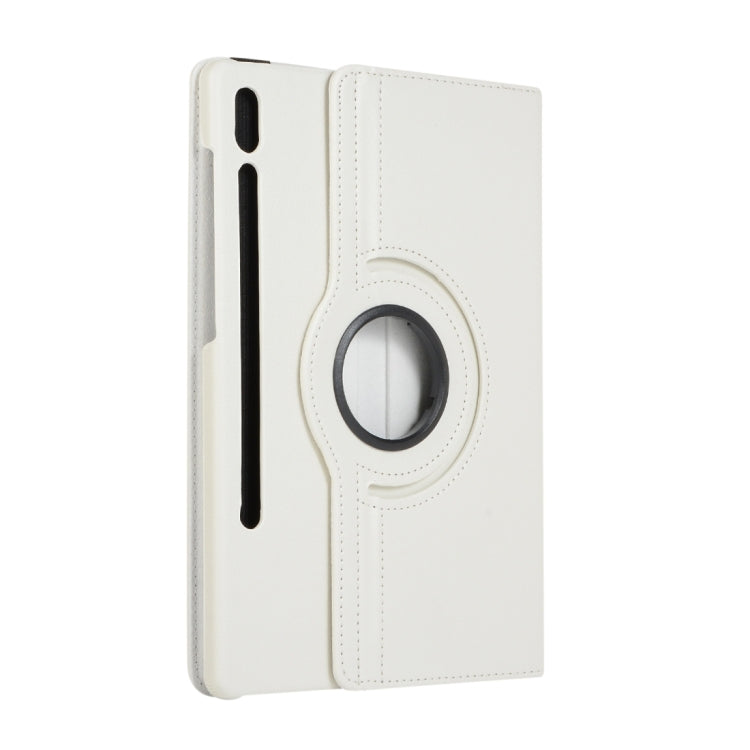 For Samsung Galaxy Tab S9+ 360 Degrees Rotation Holder Litchi Texture Leather Tablet Case(White) - Galaxy Tab S9+ Cases by buy2fix | Online Shopping UK | buy2fix