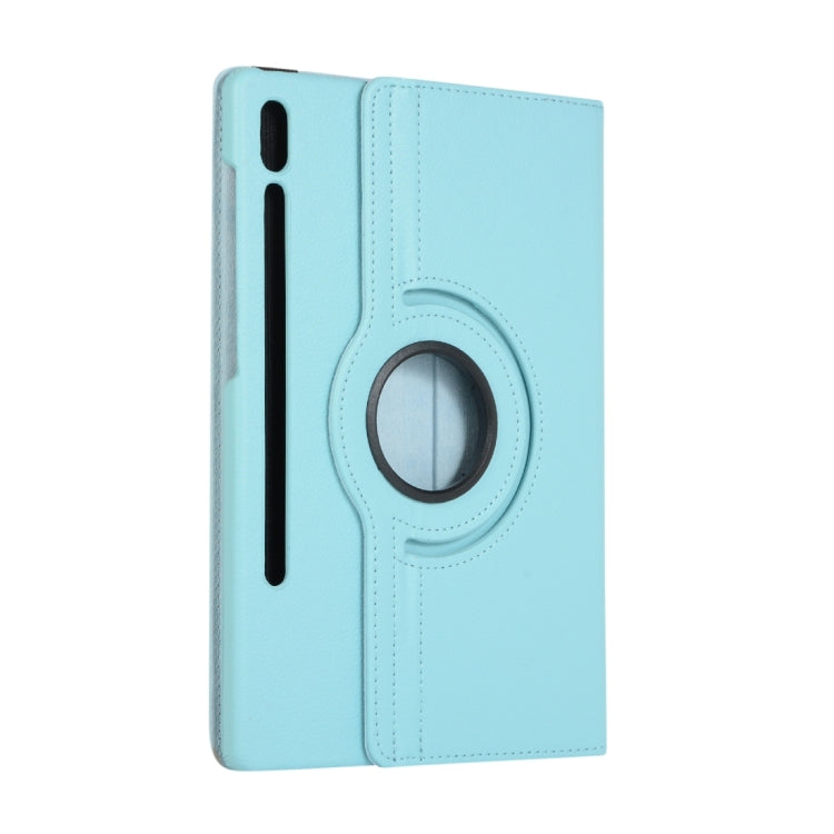 For Samsung Galaxy Tab S9+ 360 Degrees Rotation Holder Litchi Texture Leather Tablet Case(Sky Blue) - Galaxy Tab S9+ Cases by buy2fix | Online Shopping UK | buy2fix