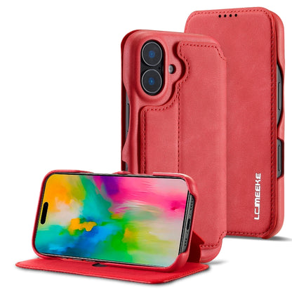 For iPhone 16 Plus LC.IMEEKE Hon Ancient Series Flip Leather Phone Case(Red) - iPhone 16 Plus Cases by LC.IMEEKE | Online Shopping UK | buy2fix