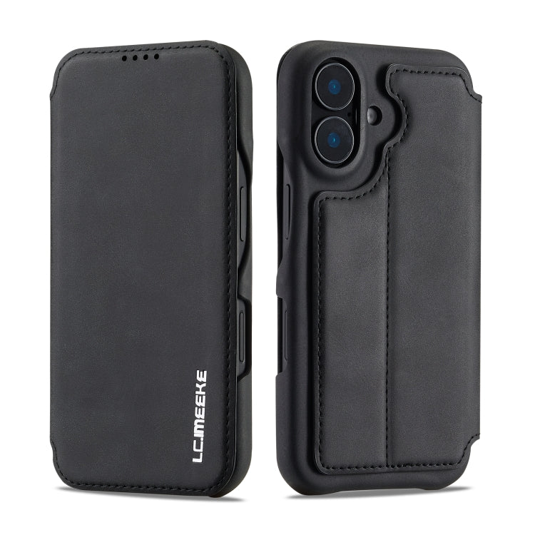 For iPhone 16 LC.IMEEKE Hon Ancient Series Flip Leather Phone Case(Black) - iPhone 16 Cases by LC.IMEEKE | Online Shopping UK | buy2fix