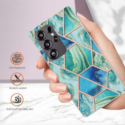 For Samsung Galaxy S25 Ultra 5G Electroplating Splicing Marble TPU Phone Case(Green) - Galaxy S25 Ultra 5G Cases by buy2fix | Online Shopping UK | buy2fix