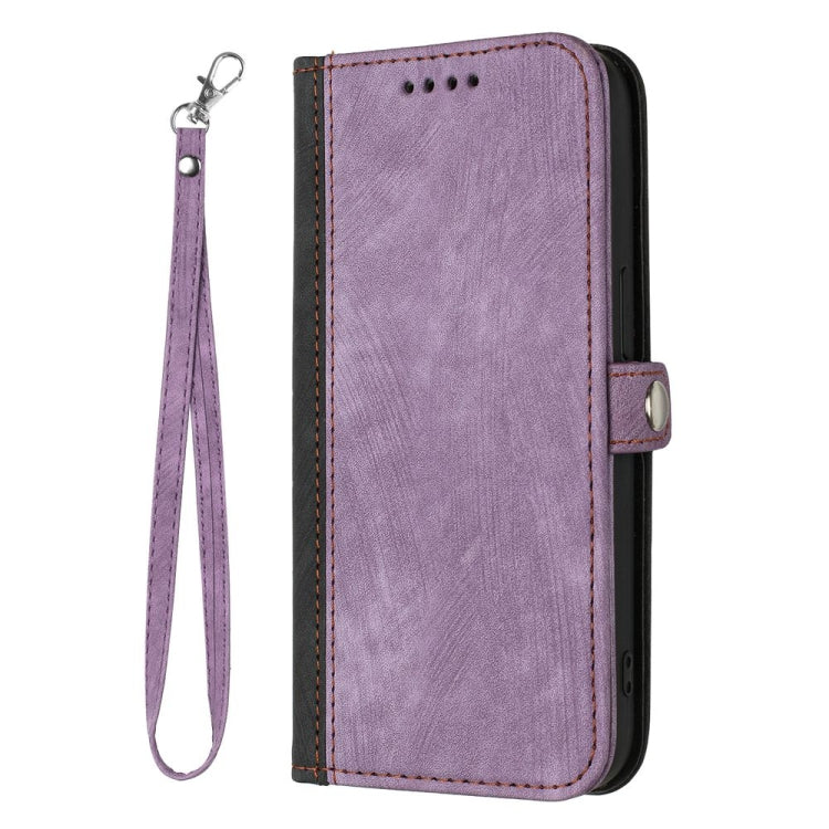 For Motorola Edge 5G 2024 Side Buckle Double Fold Hand Strap Leather Phone Case(Purple) - Motorola Cases by buy2fix | Online Shopping UK | buy2fix